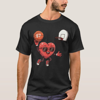 Valentijnsdag Basketbal 67 Hart Sport Coach Mij T-shirt