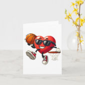 Valentijnsdag Basketbal Dunking Sports Mannen Boys Kaart (Gele Bloem)