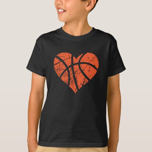 Valentijnsdag Basketball Heart Grunge Mannen Vrouw T-shirt (Voorkant)
