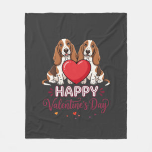 Valentijnsdag Basset Hound Bloemachtige Hond Fleece Deken