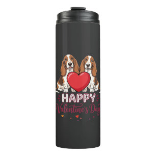 Valentijnsdag Basset Hound Bloemachtige Hond Thermosbeker