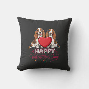 Valentijnsdag Basset Hound Bloemenhond Kussen