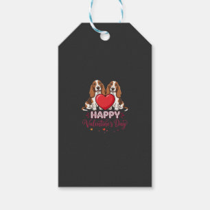 Valentijnsdag Basset Hound Bloemhond Cadeaulabel