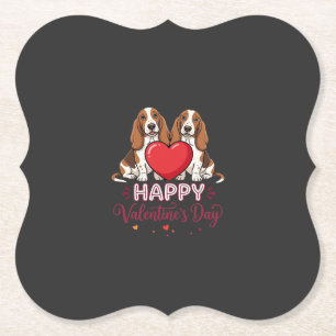 Valentijnsdag Basset Hound Bloemhond Kartonnen Onderzetters