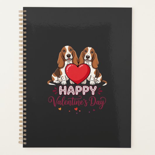 Valentijnsdag Basset Hound Bloemhond Planner (Voorkant)