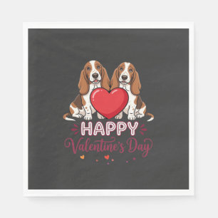 Valentijnsdag Basset Hound Bloemhond Servet