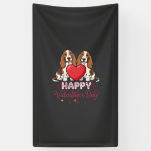 Valentijnsdag Basset Hound Bloemhond Spandoek