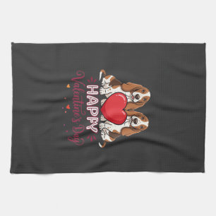 Valentijnsdag Basset Hound Bloemhond Theedoek