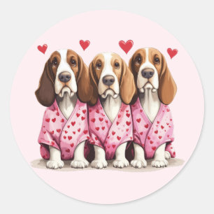 Valentijnsdag Basset Hound Dogs Ronde Sticker