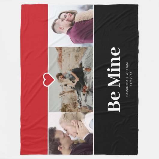 Valentijnsdag Be Mine Fotocollage Fleece Deken (Voorkant)