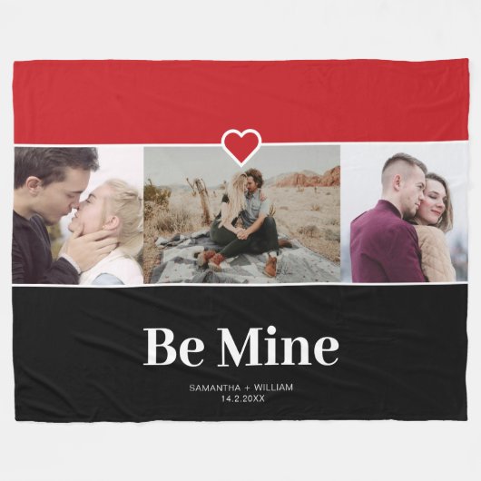 Valentijnsdag Be Mine Fotocollage Fleece Deken (Voorkant (Horizontaal))