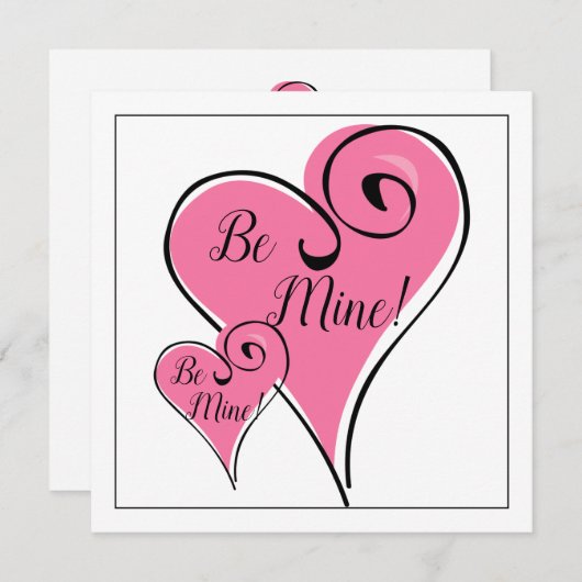 Valentijnsdag Be Mine Hearts & Verse Whimsical Feestdagenkaart (Voorkant / Achterkant)