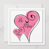 Valentijnsdag Be Mine Hearts & Verse Whimsical Feestdagenkaart (Voorkant)