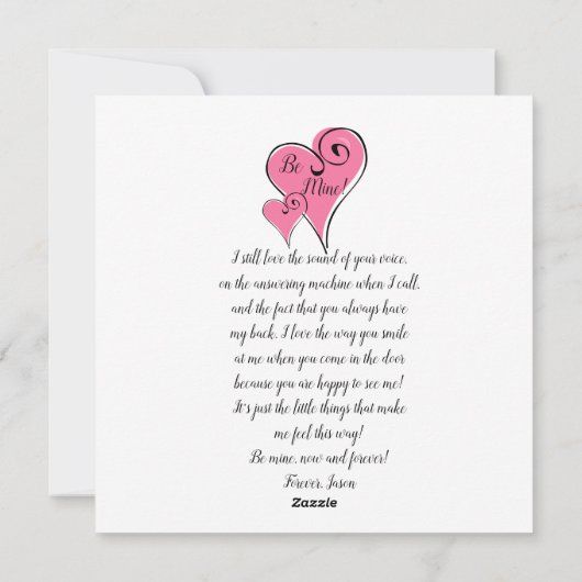 Valentijnsdag Be Mine Hearts & Verse Whimsical Feestdagenkaart (Achterkant)