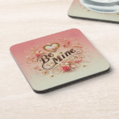 Valentijnsdag Be Mine Ontwerp met Hart, Quote Bier Onderzetter (Linkerzijde)