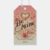 Valentijnsdag Be Mine Ontwerp met Hart, Quote Cadeaulabel (Achterkant)