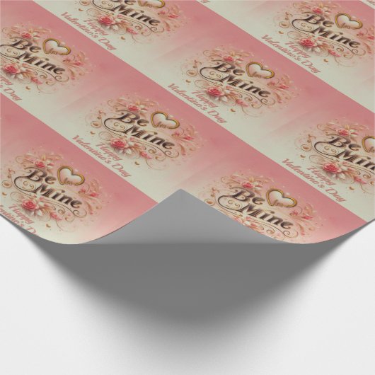 Valentijnsdag Be Mine Ontwerp met Hart, Quote Cadeaupapier (Hoek)