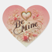 Valentijnsdag Be Mine Ontwerp met Hart, Quote Hart Sticker (Voorkant)