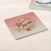 Valentijnsdag Be Mine Ontwerp met Hart, Quote Kartonnen Onderzetters (Schuin)