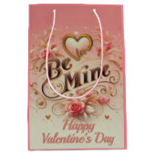 Valentijnsdag Be Mine Ontwerp met Hart, Quote Medium Cadeauzakje (Voorkant)