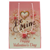 Valentijnsdag Be Mine Ontwerp met Hart, Quote Medium Cadeauzakje (Achterkant)
