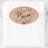 Valentijnsdag Be Mine Ontwerp met Hart, Quote Ovale Sticker (Tas)