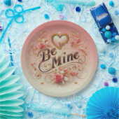 Valentijnsdag Be Mine Ontwerp met Hart, Quote Papieren Bordje (Feest)