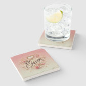 Valentijnsdag Be Mine Ontwerp met Hart, Quote Stenen Onderzetter (Zijkant)