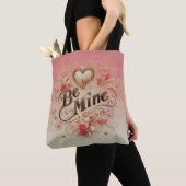 Valentijnsdag Be Mine Ontwerp met Hart, Quote Tote Bag (Dichtbij)