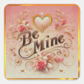 Valentijnsdag Be Mine Ontwerp met Hart, Quote Vierkante Sticker (Voorkant)