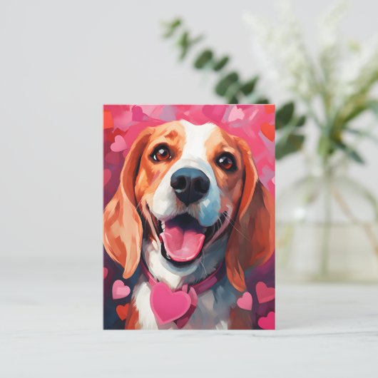 Valentijnsdag Beagle Briefkaart (Staand voorkant)
