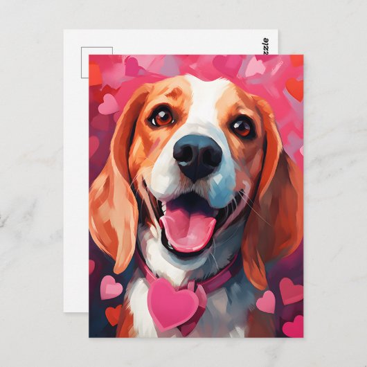 Valentijnsdag Beagle Briefkaart (Voorkant / Achterkant)
