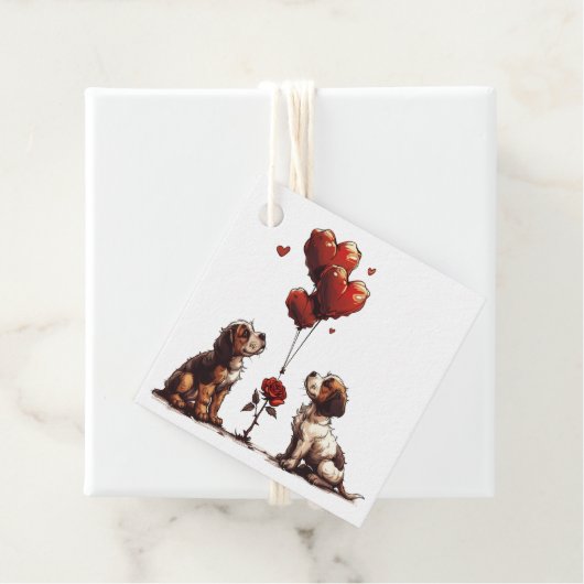 Valentijnsdag Beagle Dogs Bedankjes Labels (In situ)