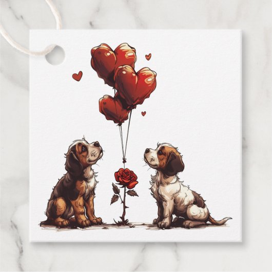 Valentijnsdag Beagle Dogs Bedankjes Labels (Voorkant)