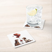 Valentijnsdag Beagle Dogs Kartonnen Onderzetters (Insitu)