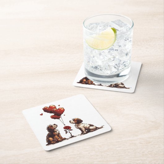 Valentijnsdag Beagle Dogs Kartonnen Onderzetters (Insitu)