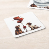 Valentijnsdag Beagle Dogs Kartonnen Onderzetters (Schuin)