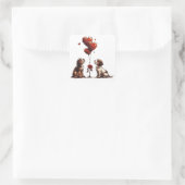 Valentijnsdag Beagle Dogs Vierkante Sticker (Tas)