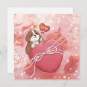 Valentijnsdag: Beagle, Hart & Licht Feestdagenkaart (Voorkant / Achterkant)