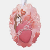 Valentijnsdag: Beagle, Hart & Licht Ornament Kaart (Links)