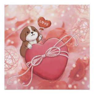 Valentijnsdag: Beagle, Hart & Licht Perfect Poster