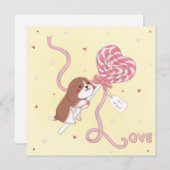 Valentijnsdag: Beagle & Lollipop Feestdagenkaart (Voorkant / Achterkant)