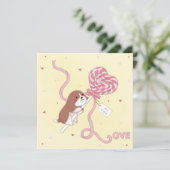 Valentijnsdag: Beagle & Lollipop Feestdagenkaart (Staand voorkant)