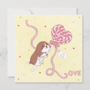 Valentijnsdag: Beagle & Lollipop Kaart