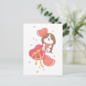 Valentijnsdag: Beagle & Macarons Briefkaart (Staand voorkant)