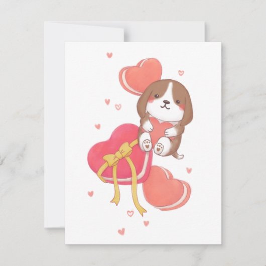 Valentijnsdag: Beagle & Macarons Notitiekaartje (Voorkant)