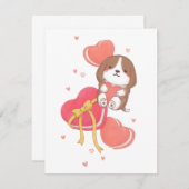 Valentijnsdag: Beagle & Macarons Notitiekaartje (Voorkant / Achterkant)