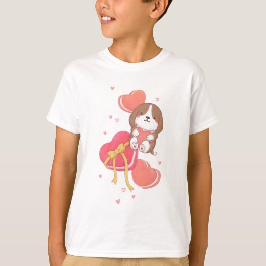 Valentijnsdag: Beagle & Macarons T-shirt (Voorkant)