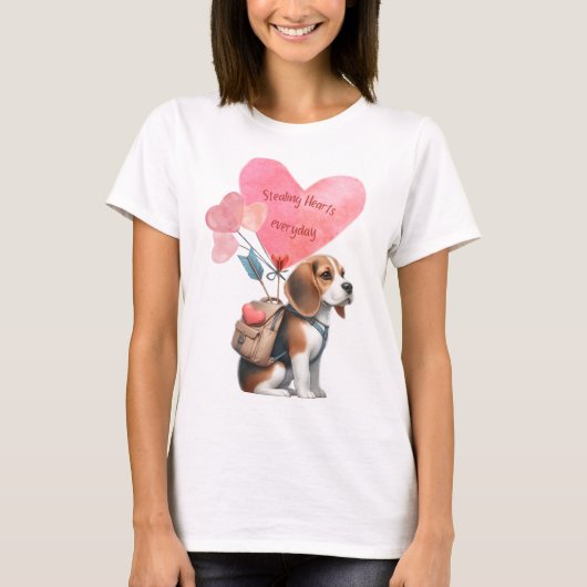 Valentijnsdag Beagle T-shirt (Voorkant)