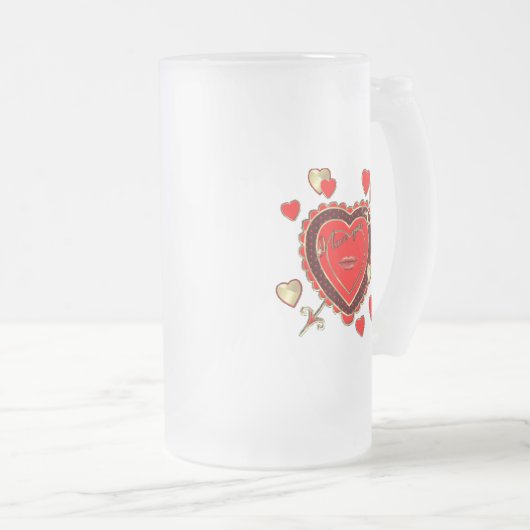 Valentijnsdag Beauful Hearts en Arrow Matglas Bierpul (Voorkant rechts)